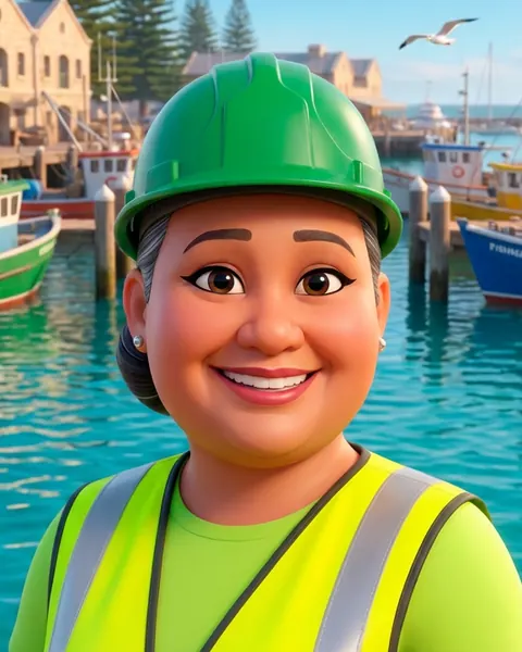 Ally, Hazard Spotter, in a green hat